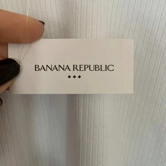 Banana Republic Factory 3/4 Sleeve Ribbed U-Neck White Bodysuit - NWT - Size L - Picture 6 of 7